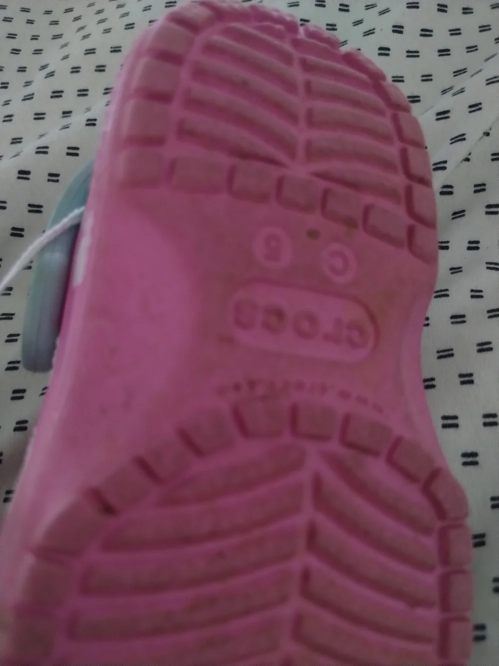 CROCS Kids Pink Clog Sandals with Light Blue Strap and Heart Print